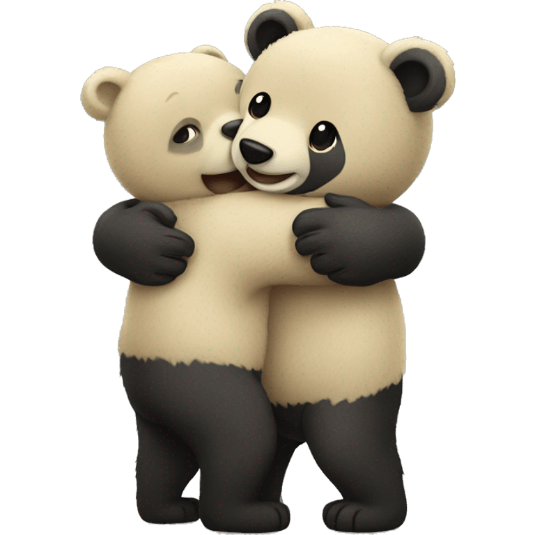 happy black bears hug hello emoji