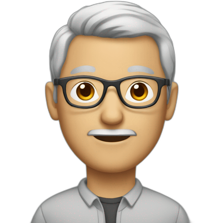 Teacher with brown and grey hair wearing glasses with a bald spot down the middle of his head emoji