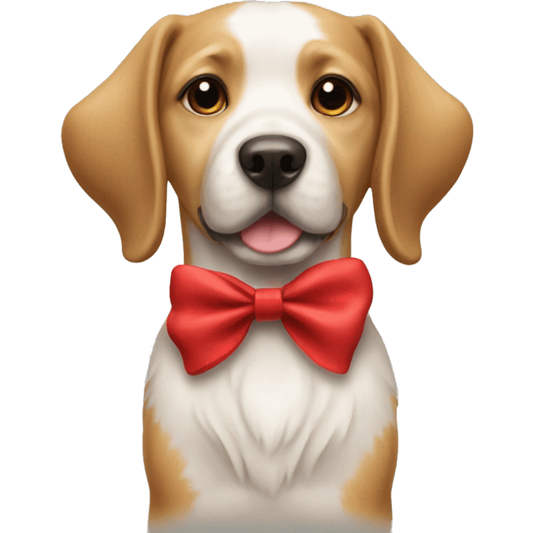 A dog with red bow near neck emoji