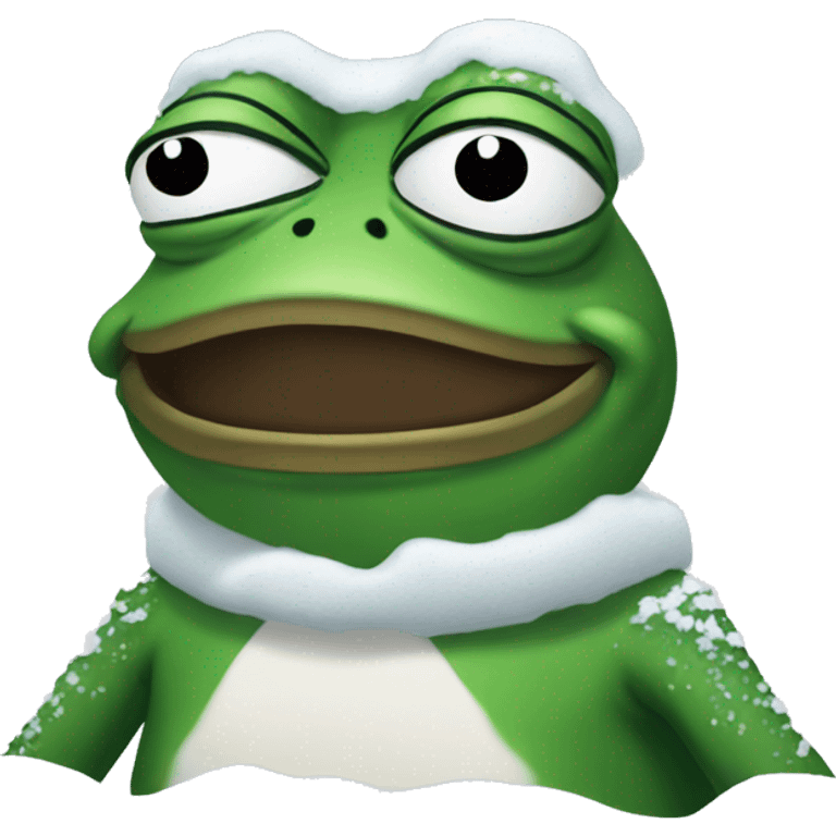 pepe the frog covered in snow emoji