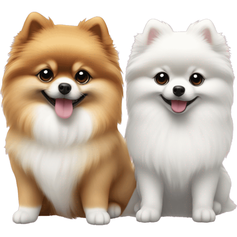 f1d4b4 color puppy Pomeranian and white color puppy Pomeranian next to each other  emoji