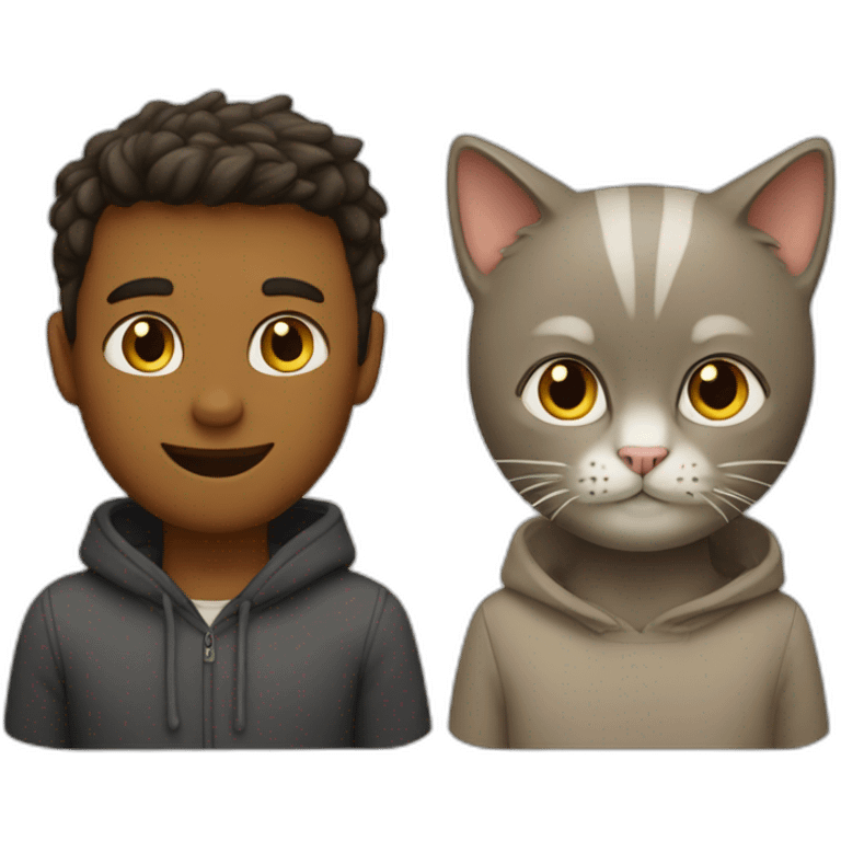 two cats one man emoji