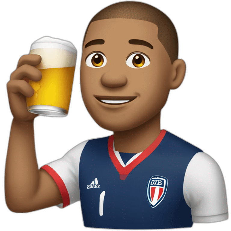 Mbappe buvant une bière emoji