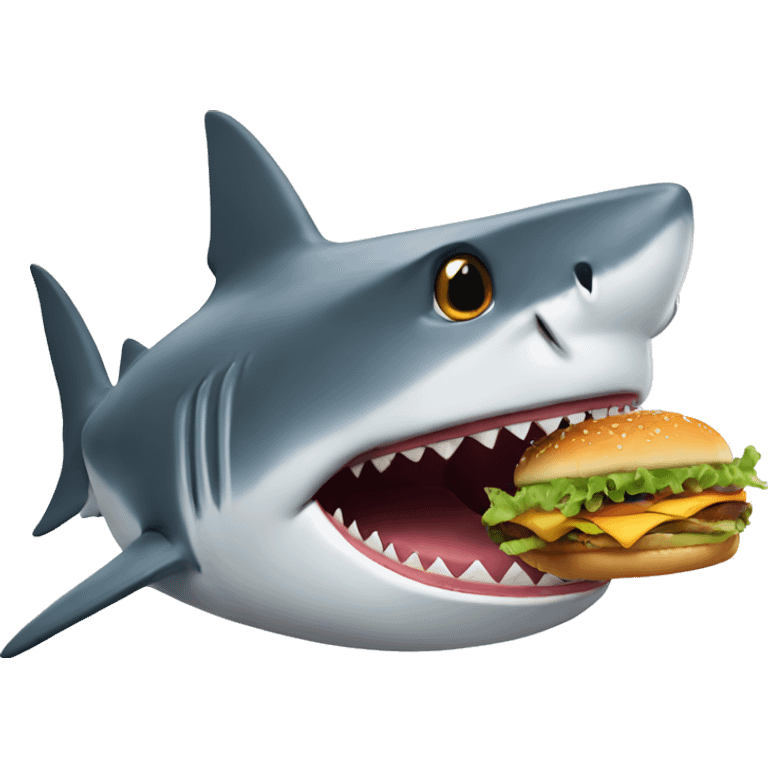 shark eating hamburger emoji