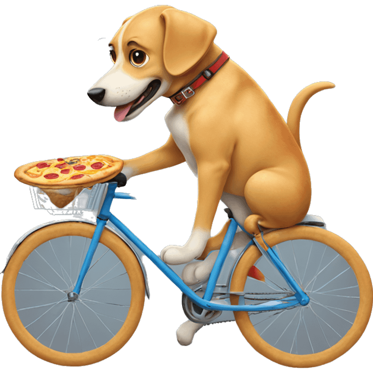 dog wearing a bicycle eating pizza emoji