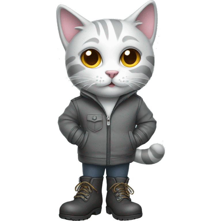 Silver cat wearing boots  emoji