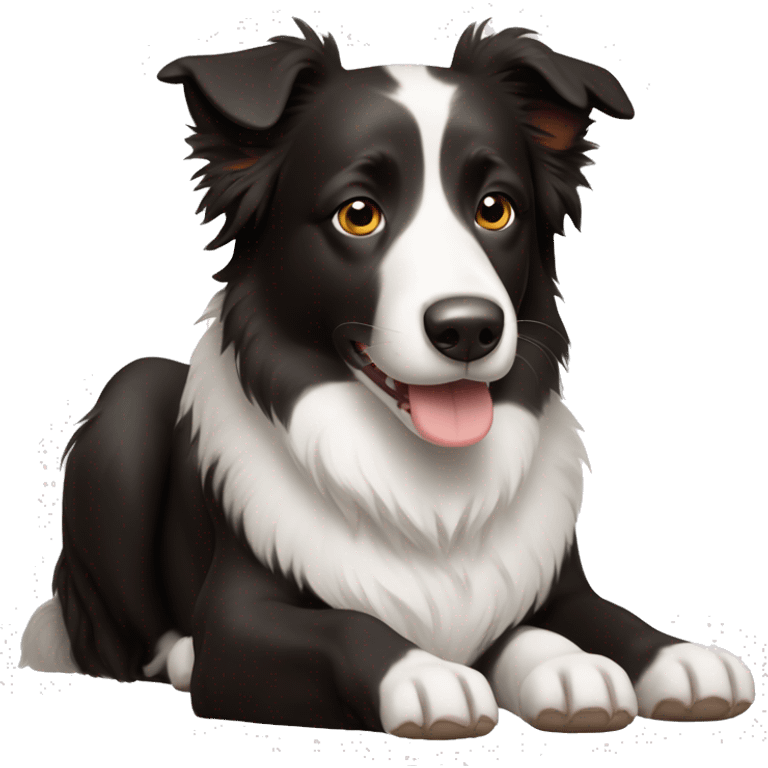  black border collie with white chest, brown legs and white paws emoji