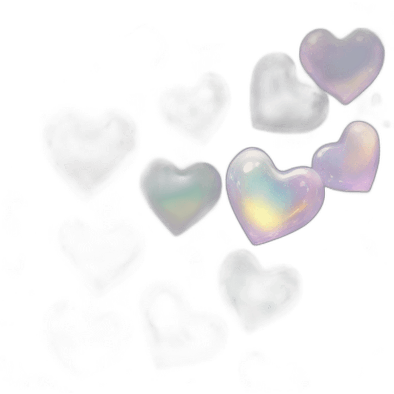 Sparkly glossy Pastel whitish iridescent glass crystal nebula glass hearts emoji