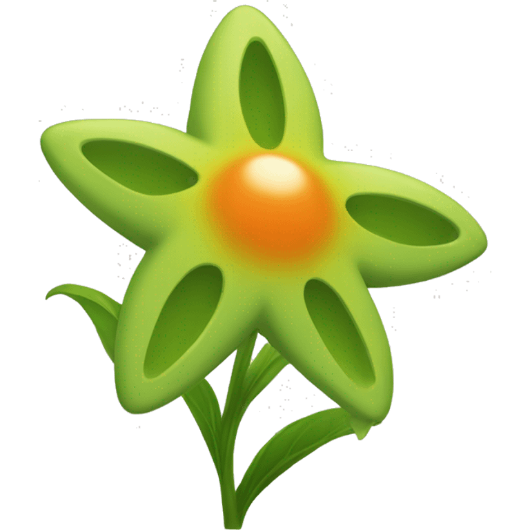 Create an emoji of a small, star-shaped flower with a greenish-yellow color. Inside the flower, include a small, round, reddish-orange berry. emoji