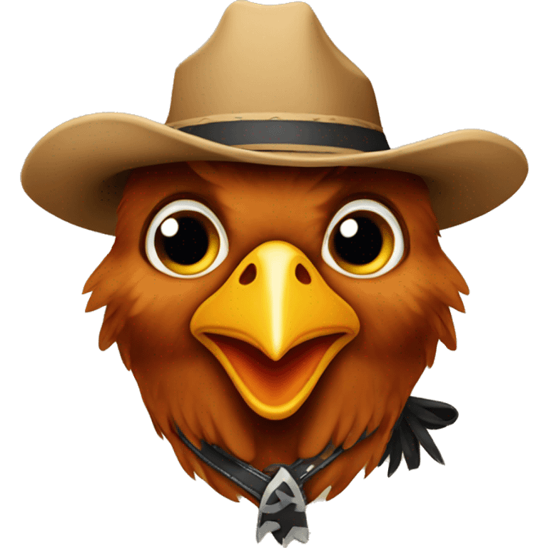 Chicken dressed as a cowboy emoji