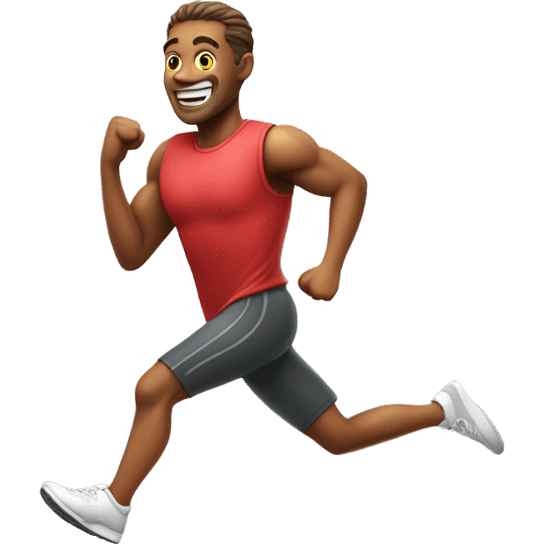 Design an emoji of a person running with a big heart in his back. Capture the joy of cardio exercise emoji