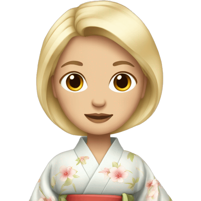 blonde girl in elegant kimono emoji