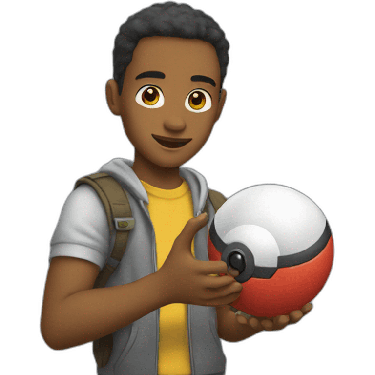 Emoji holding pokemon ball emoji