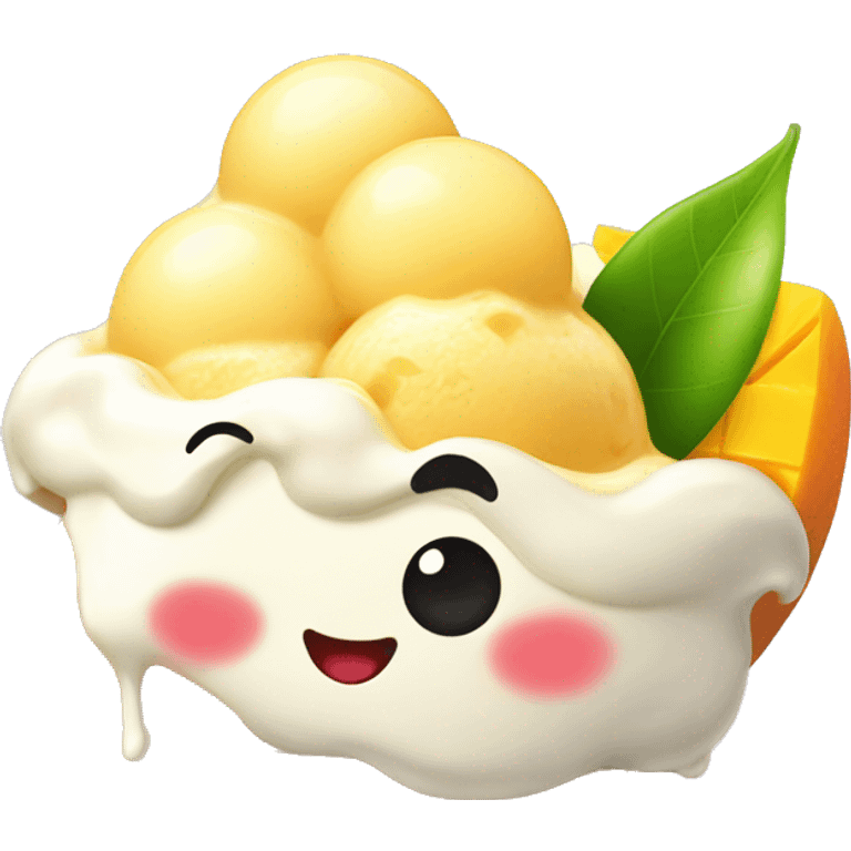 vivid mango ice cream, cute emoji