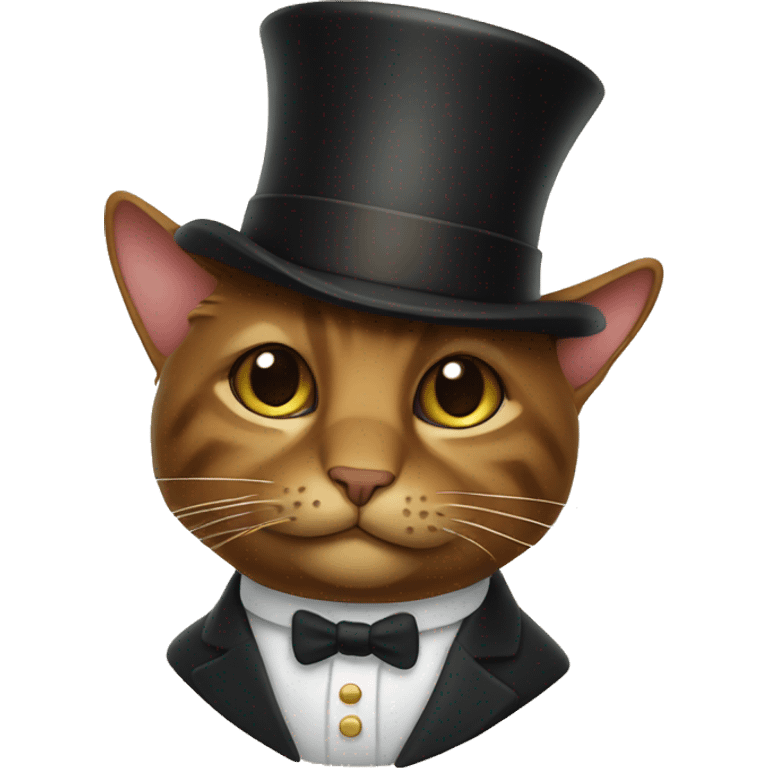 Brown cat with top hat and monocle emoji