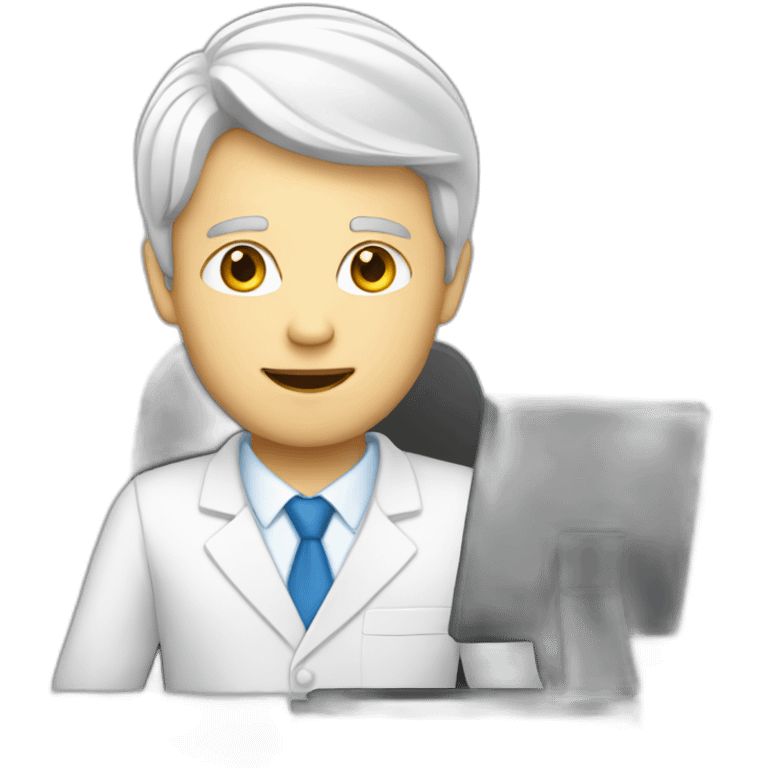 White men working in sales with pc emoji