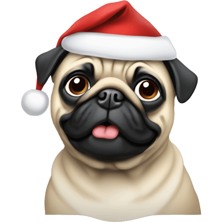 Pug with a Santa hat  emoji