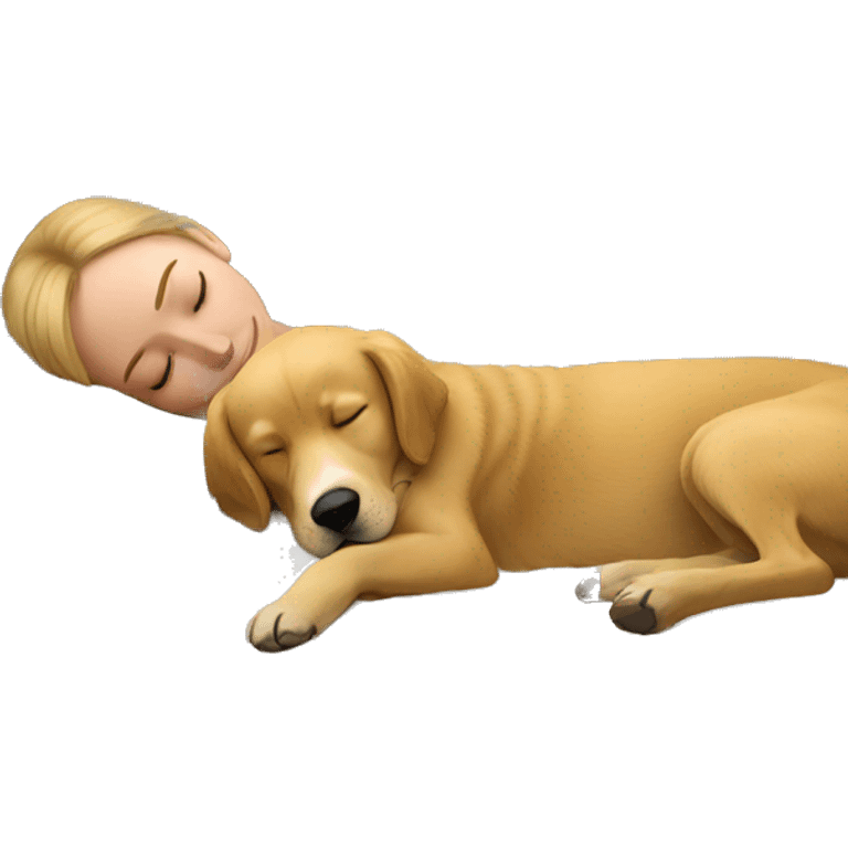 woman asleep with golden retriever  emoji