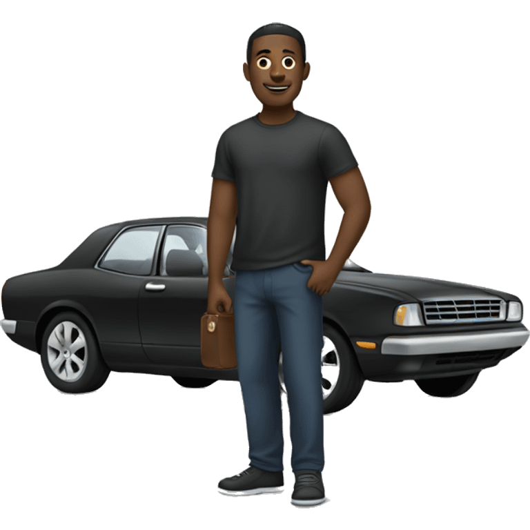 black man with car emoji