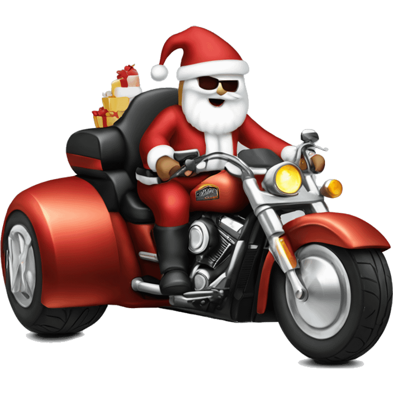 Santa on a Harley Davidson trike emoji