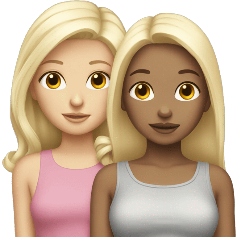 Two blond Girls with a grey cat emoji