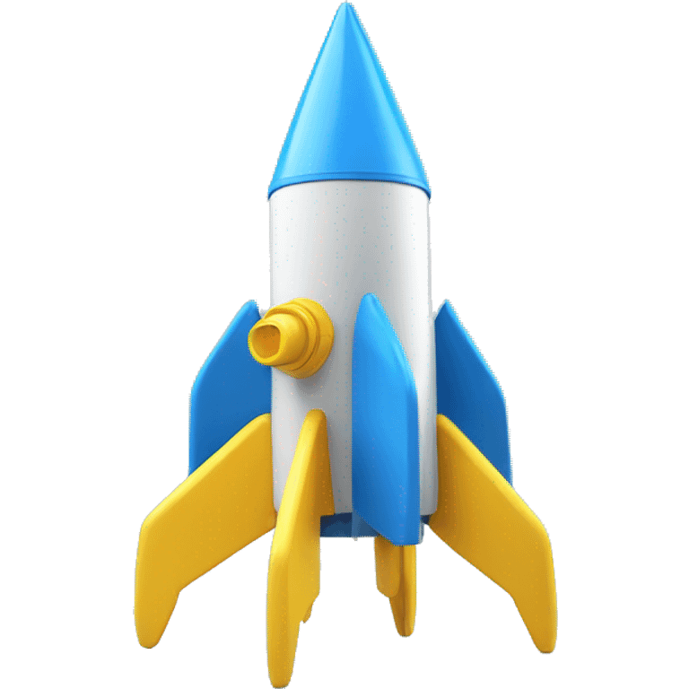 Create a rocket with two blue and yellow turbines on a table with two blue and yellow colors emoji