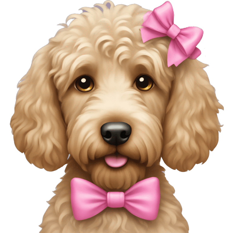 Labradoodle with a pink bow emoji