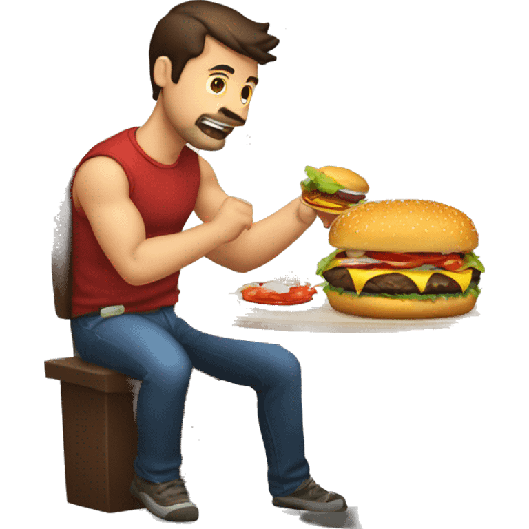 hombre fuerte comiendo hamburguesa123 emoji