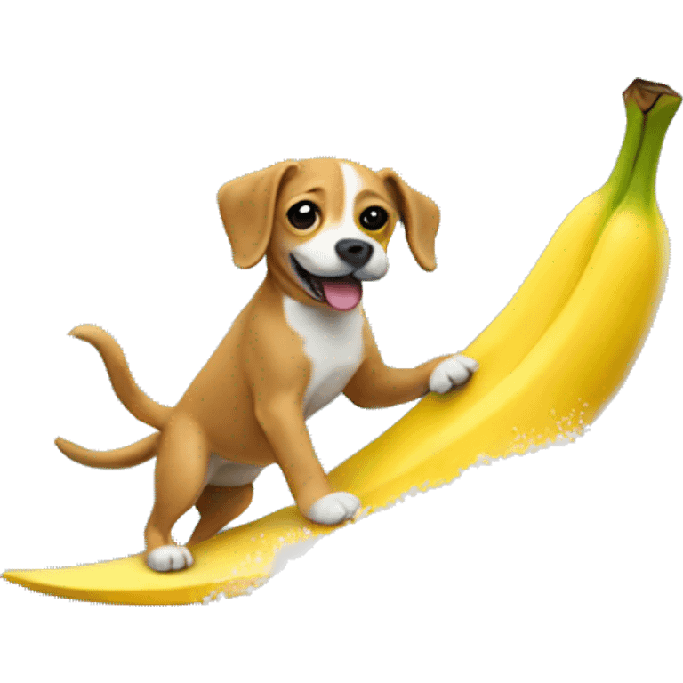 Dog surfing a banana emoji