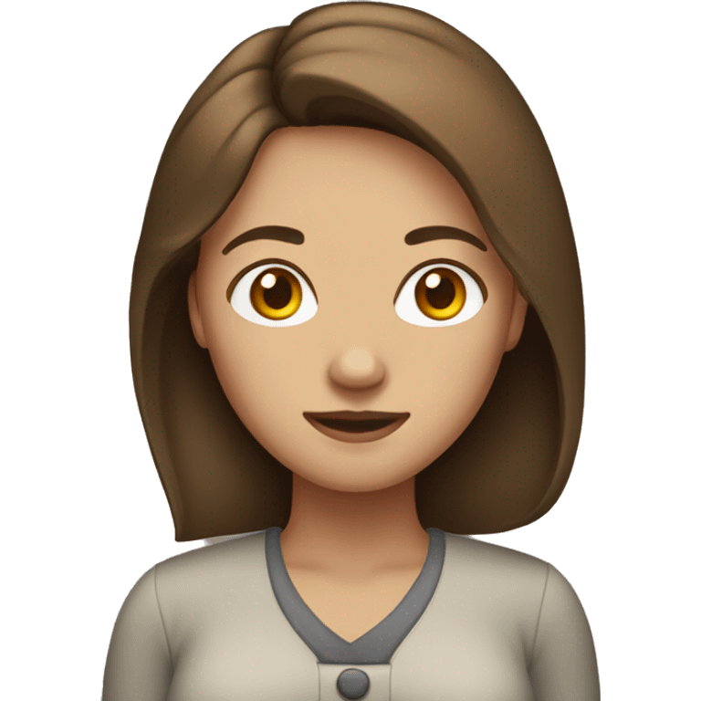 Woman with brown hair and middle part emoji