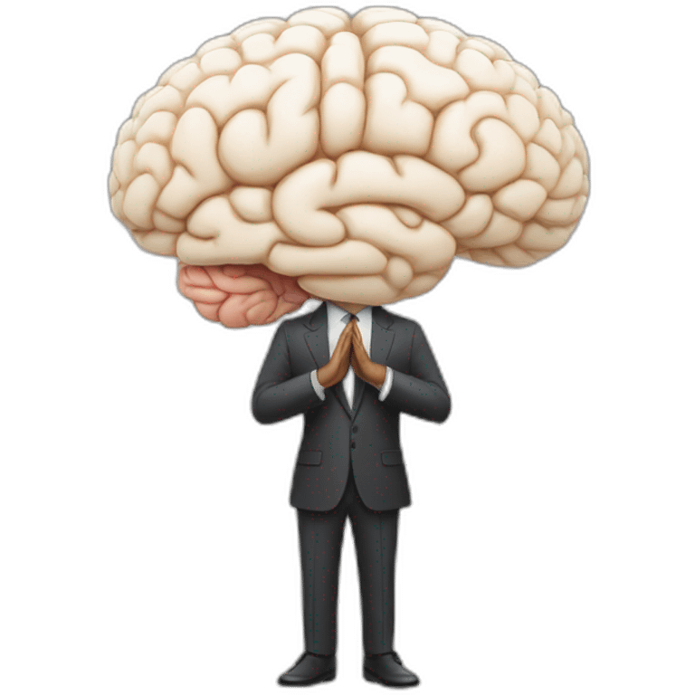 brain praying with two hands and closed eyes in suit emoji