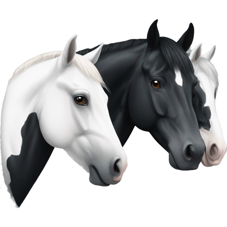 One black and one white horse emoji