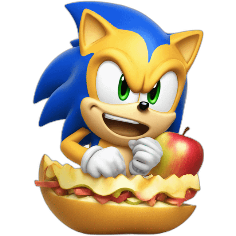 sonic is eating apple emoji