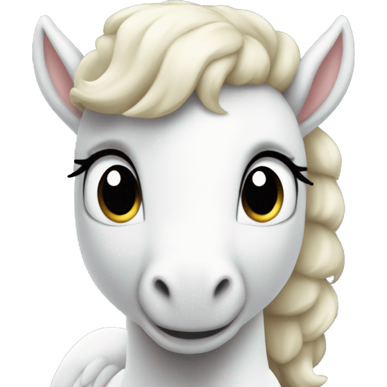 White crème Baby Pegasus sitting on its behind Cute emoji