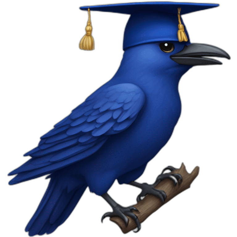 Blue Crow with alumni hat and mantle emoji