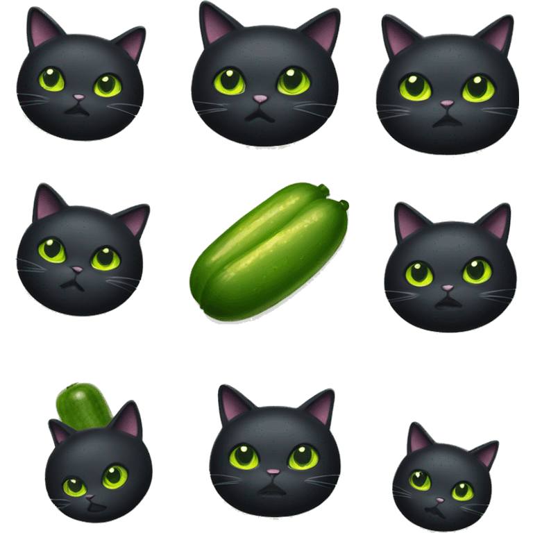 Fat black cat with a pickle emoji