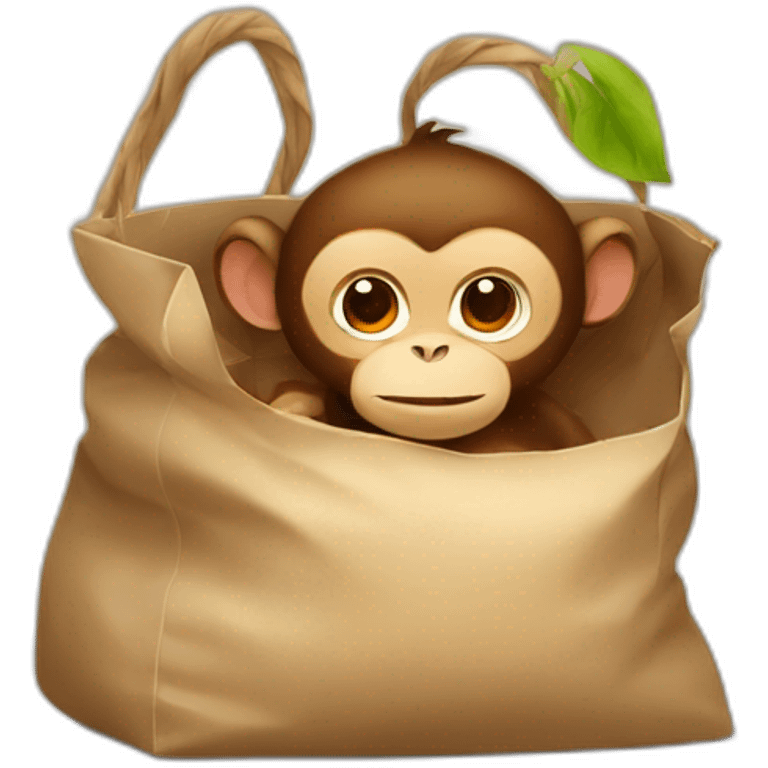 Little monkey is sitting in the bag emoji