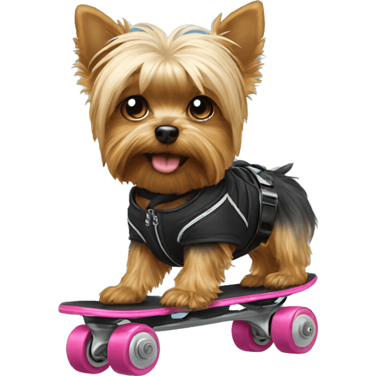 Yorkie on rollerblades emoji