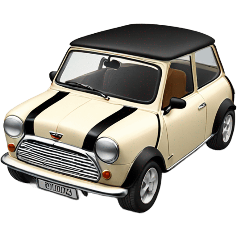 Cream classic mini with stripes and black bonnet emoji