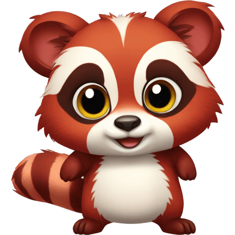 Cute red raccoon-panda-lemur-hybrid full body emoji