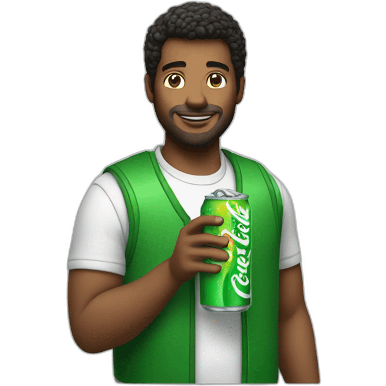 Man holding sprite soda emoji