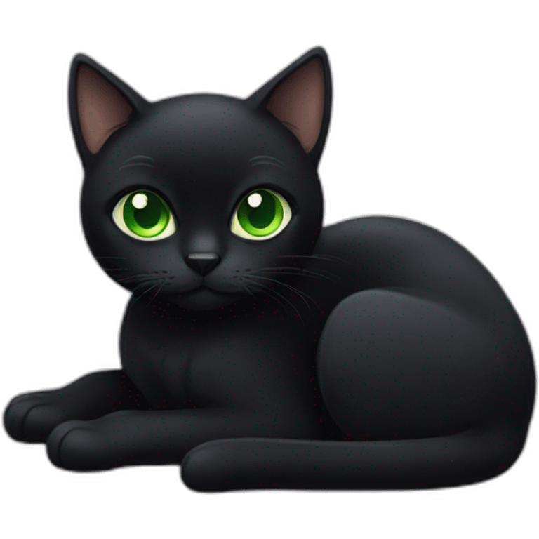 a black cat with big green eyes emoji