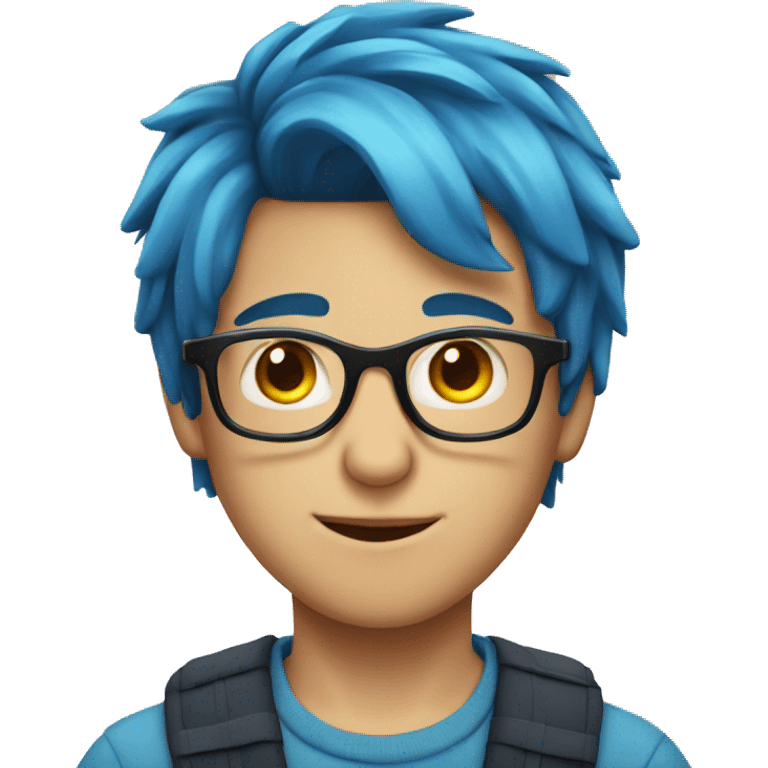 Blue hair boy with glasses emoji