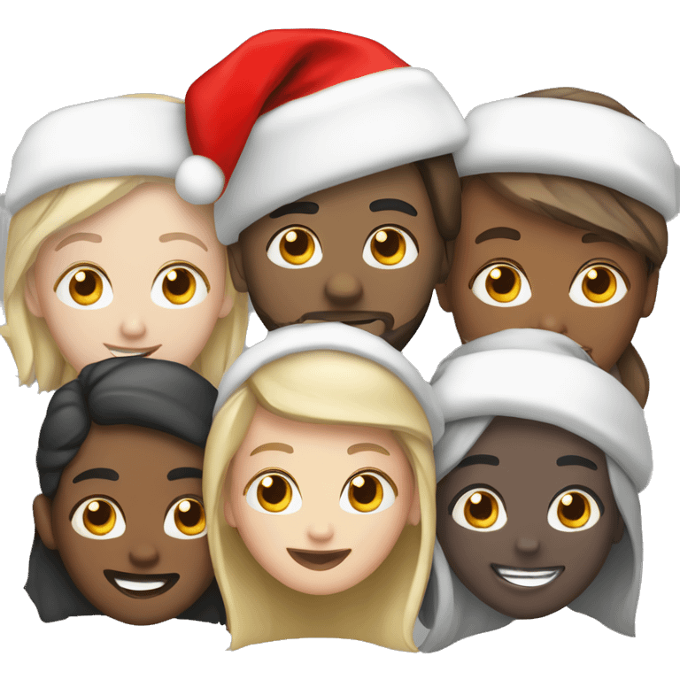 Group of white friends, wearing a santa hat emoji