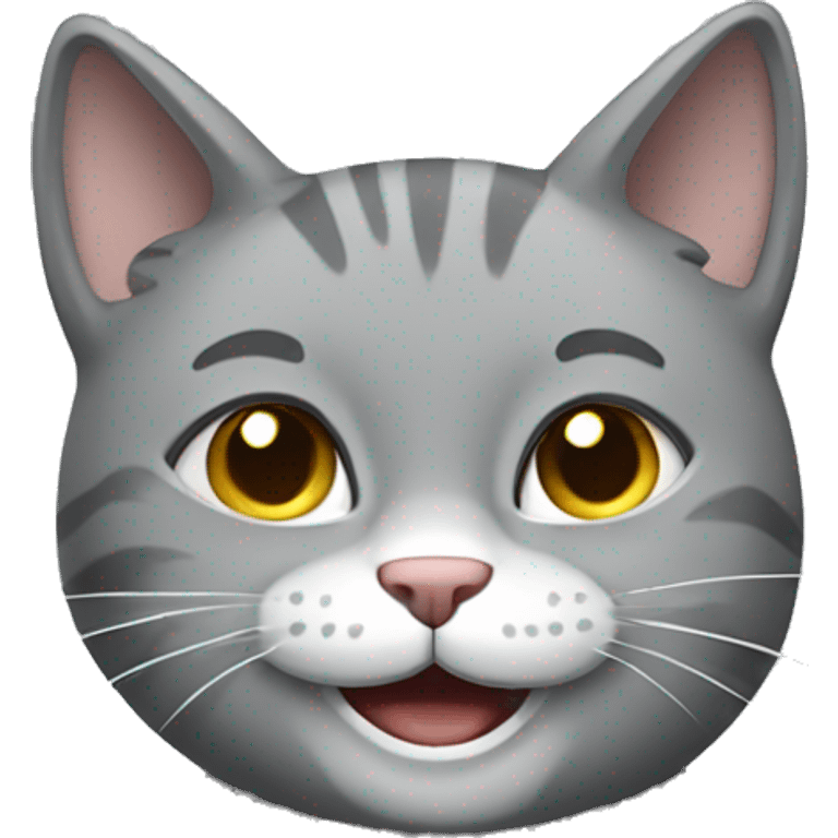 Grey cat smiling emoji