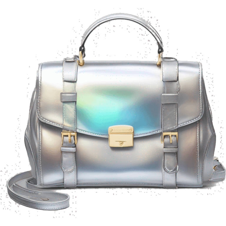 Realistic silver iridescent Michael Kors satchel purse.  emoji