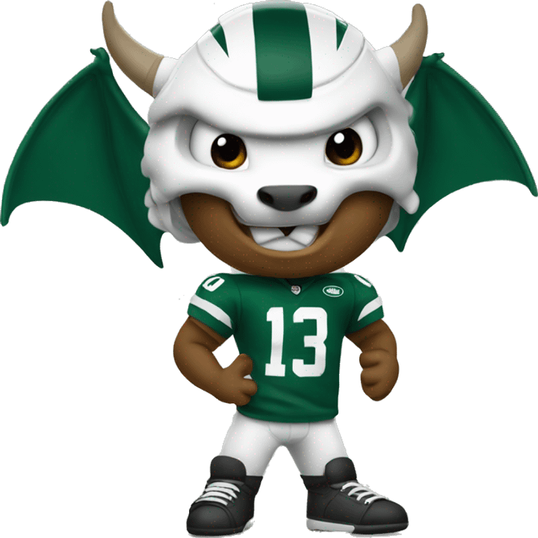 A dragon wearing a New York Jets uniform emoji