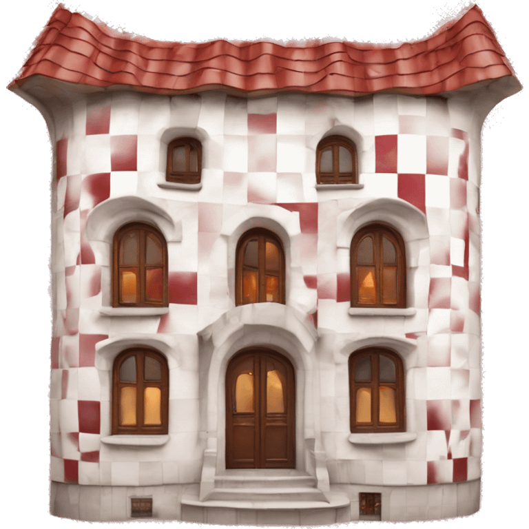 Gaudí red and white checker board walls house emoji