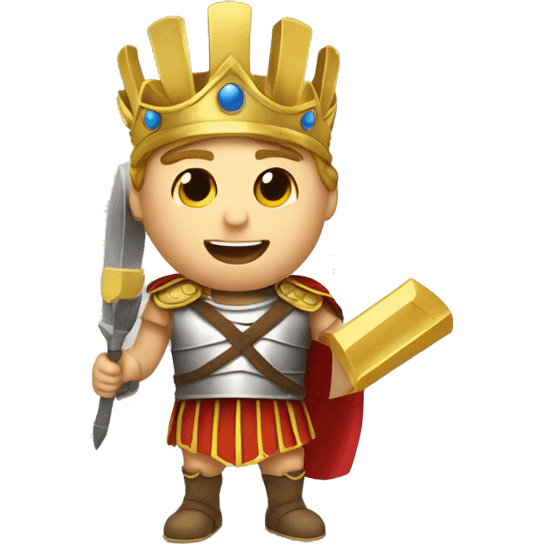  A Roman soldier in armor, raising a golden laurel crown above his head, celebrating a victory or honoring someone. emoji