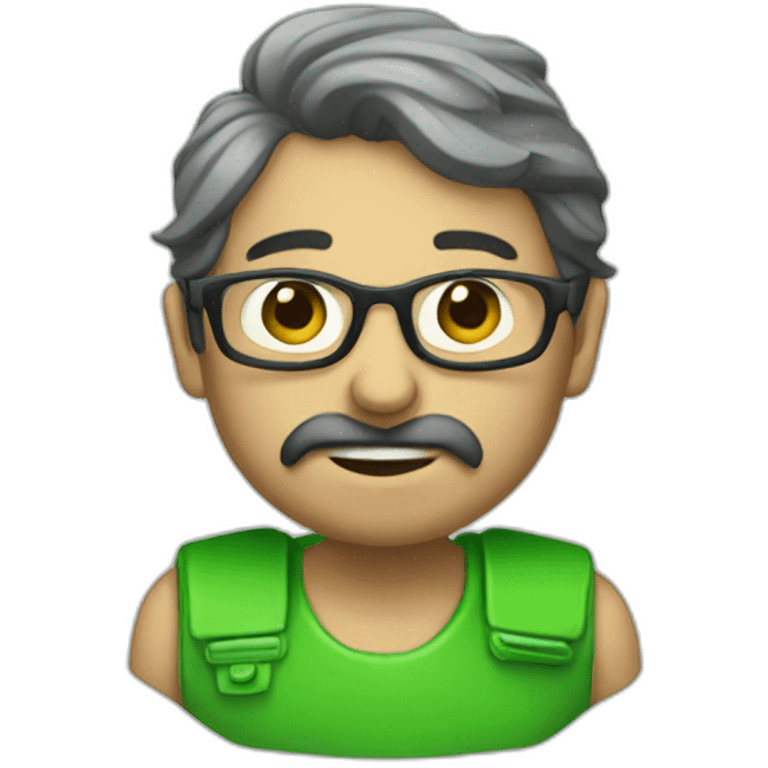 charli caplin avec un costume vert emoji